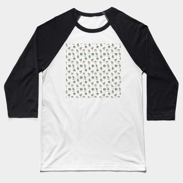 Succulent cactus smiling cute pattern Baseball T-Shirt by bigmoments